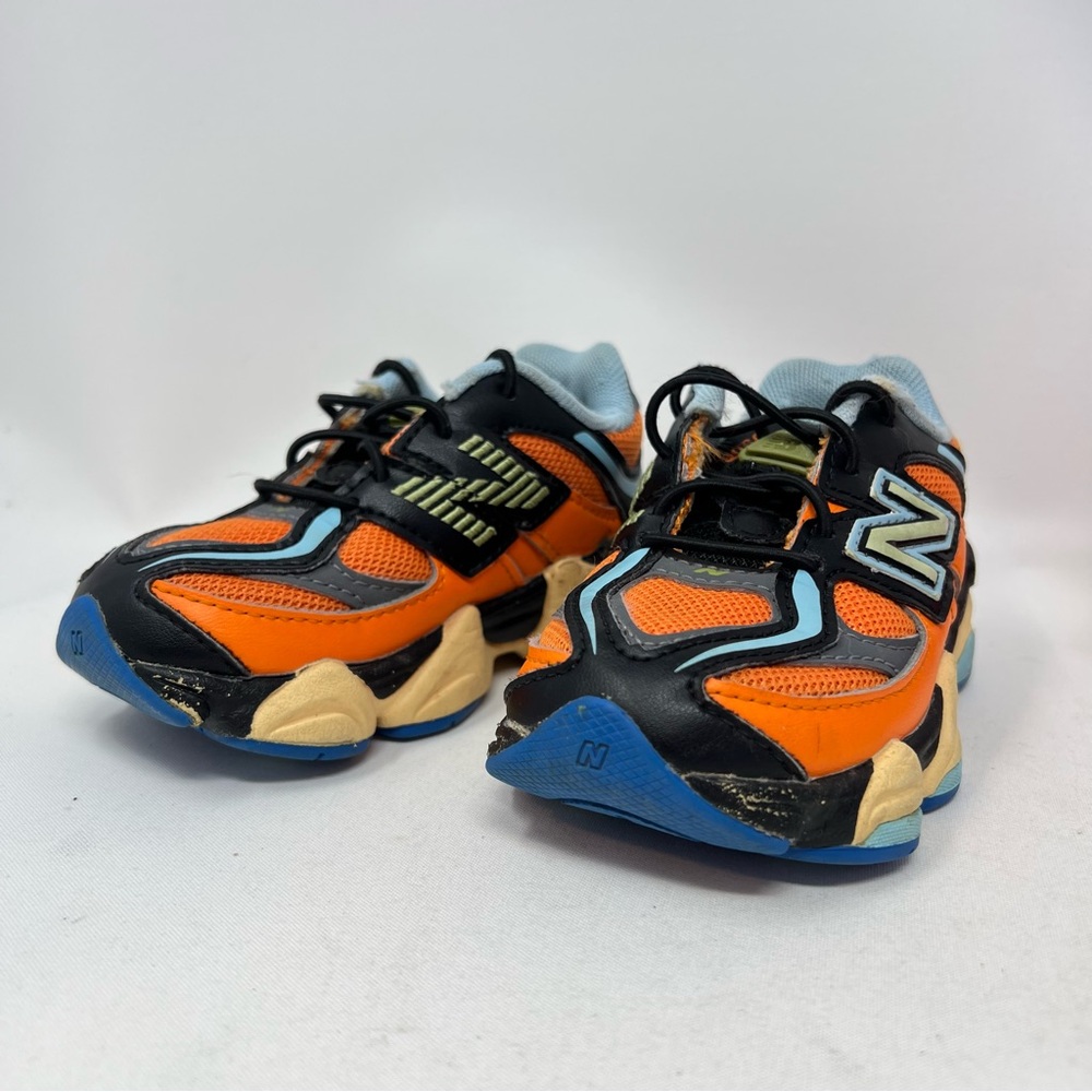 New Balance 9060 Sun Glow/Black Toddler Sneakers SZ 8 T Orange Black Stylish